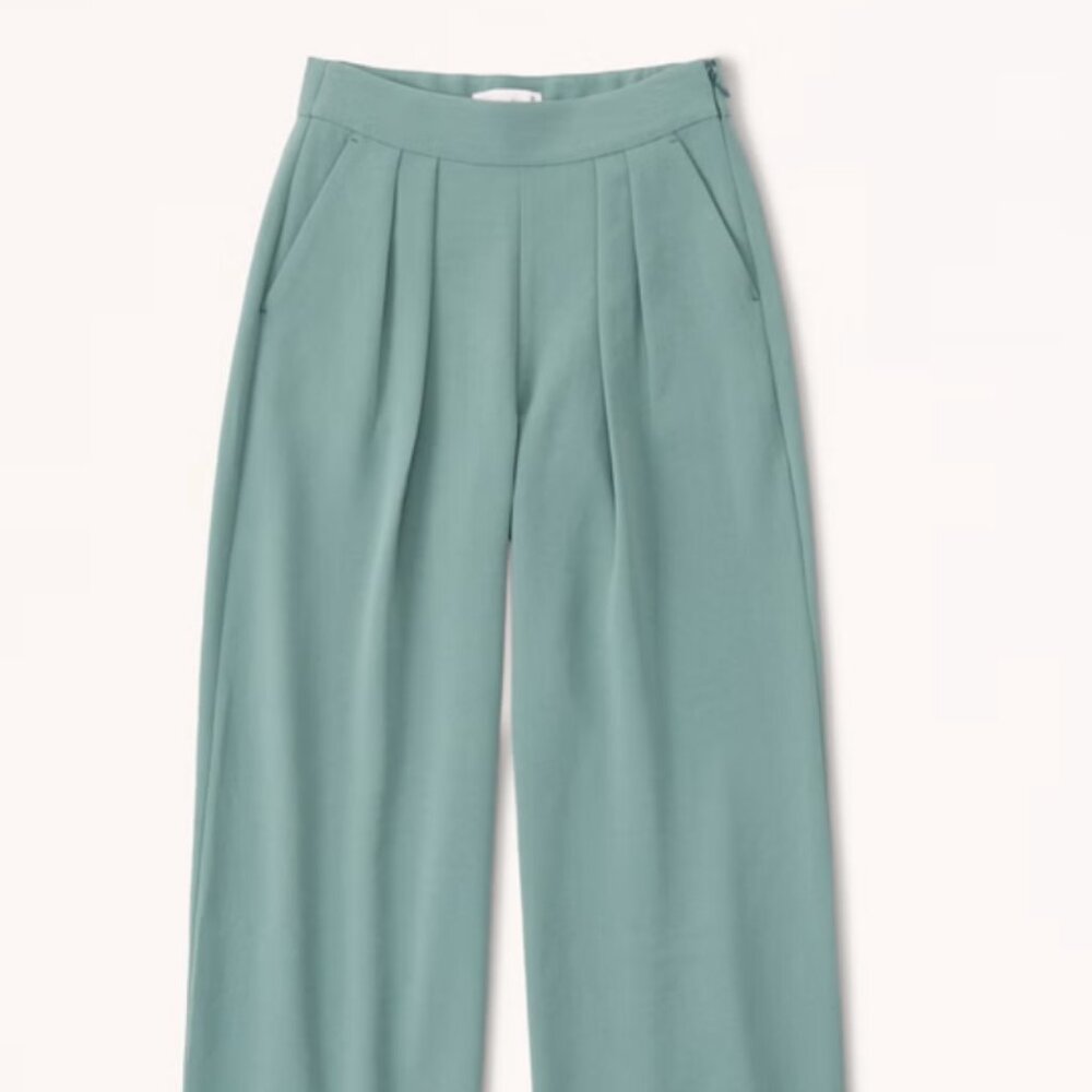 NWT Abercrombie Women's Twill Pleated Ultra Wide-Leg Pant